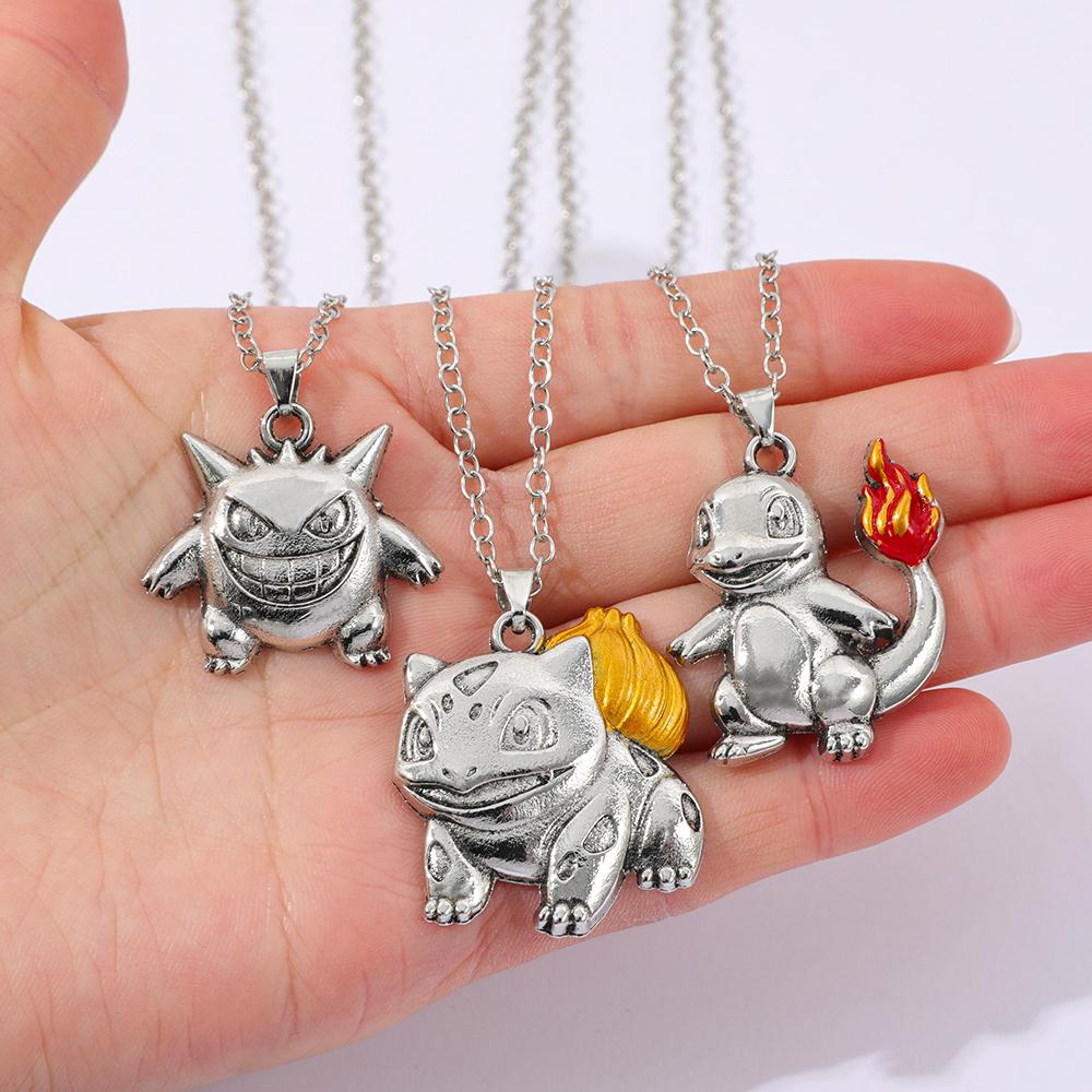 kawaii anime monster Bulbasaur, Charmander, Gengar alloy pendant necklace