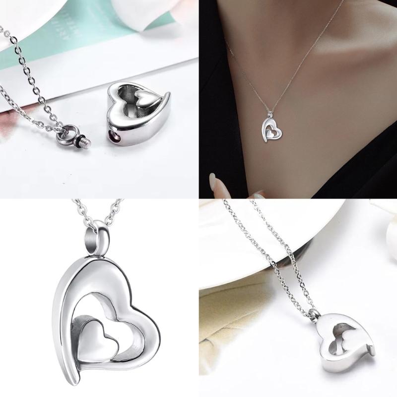 Heart Pendant Necklace for Ashes, Heart Charm Necklace Wedding Necklace Bride Wedding Jewelry for Women Girl Birthday