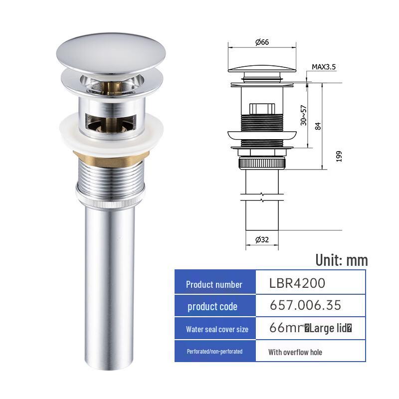Pop-Up Basin Drain with Overflow