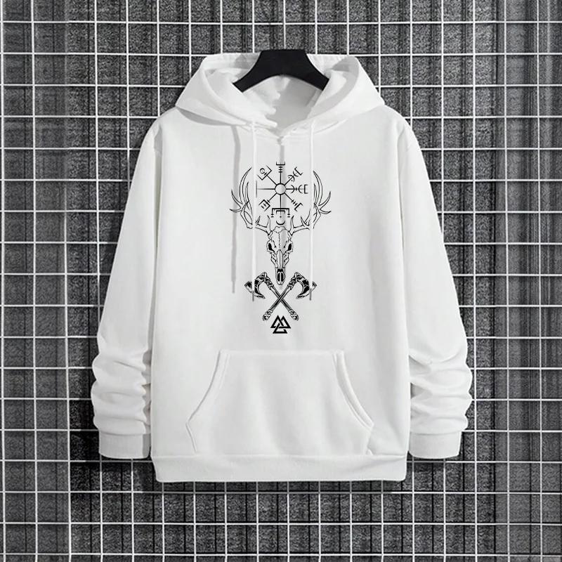 Mens 2025 Fall Winter Hoodie Urban Streetwear Fashion Hip Hop Hooded Sweatshirt Male Trendy Casual Ancient Rune Pattern Pullover