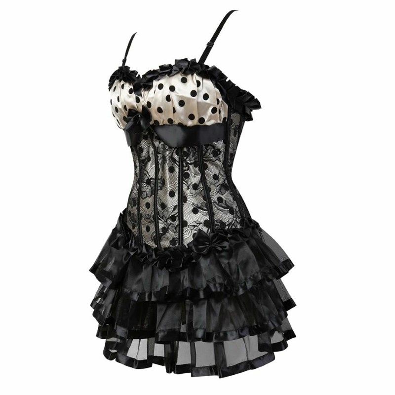 Women Corset Dress Bustier Top Skirt 24 Lace Print Mini Set