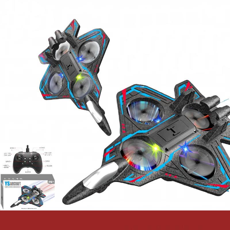 1 Sett Elektrisk Skum Seilfly Stunt Tumbling Uav Svevende Helikopter Flymodell 2.4G Fjernkontroll Jagerfly Med LED-lys