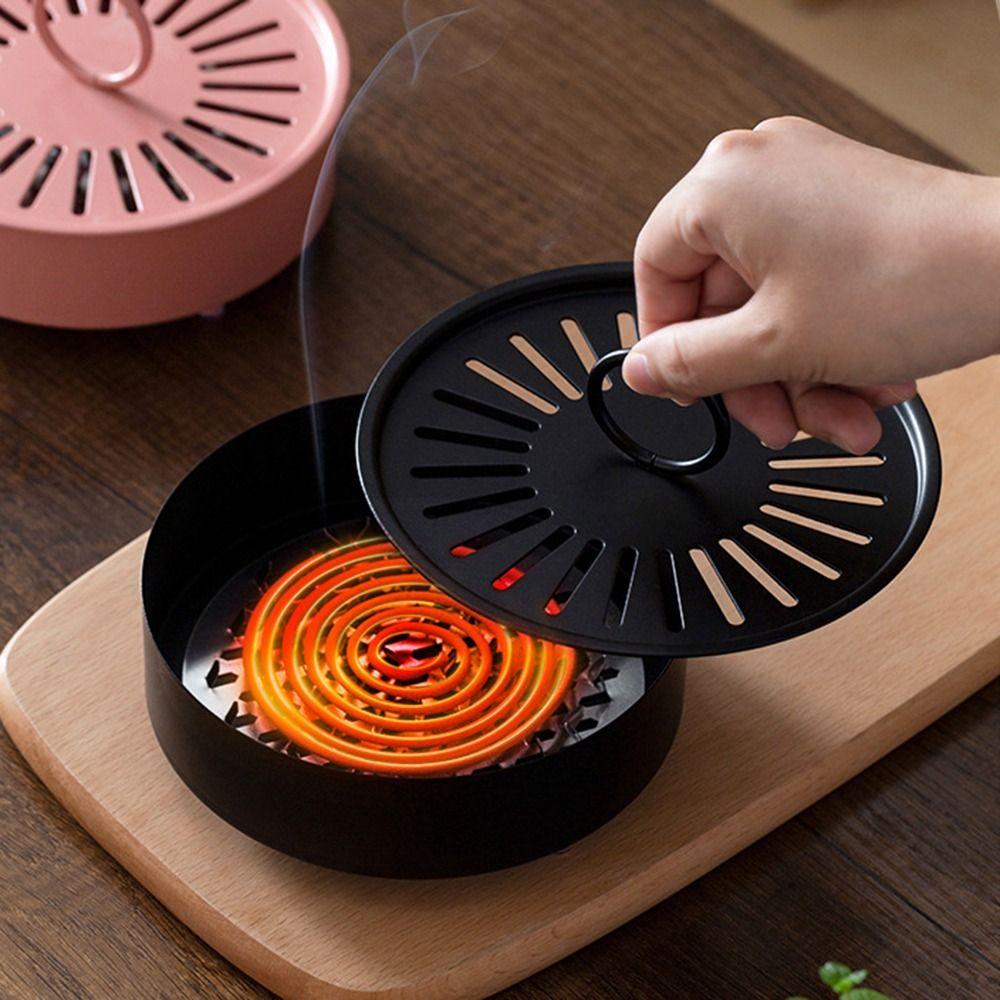 Multifunctional Mosquito Coil Holder Metal With Lid Incense Holders Fireproof Portable Incense Storage Rack