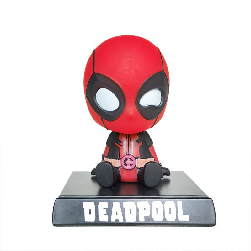 Marvel Deadpool Shaking Head Doll Car Decoration Auto Accessories Cute Model Toys Bobblehead Doll Mobile Phone Bracket Gifts