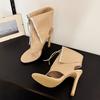 Liyke New Style Clip-On Open Toe Ankle Boots Women Sandals Fashion Tassel Zip Designer High Heels Booties Female Party Prom Shoe