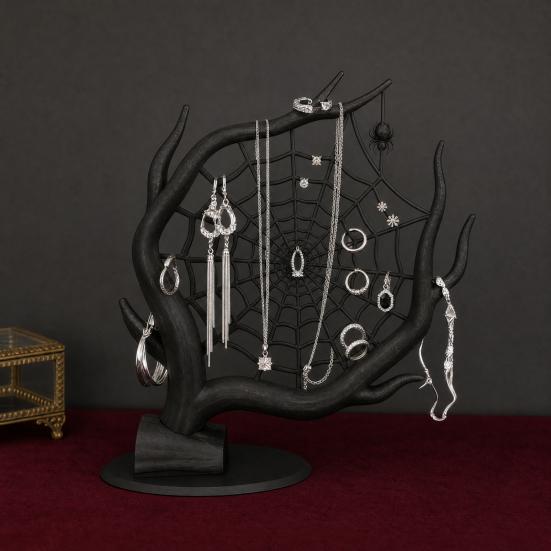 3D Printed Spider Web Decoration, Tree Web Jewelry Organizer Holder, Earrings Rings Bracelets Storage Display Stand, Halloween Party Gift