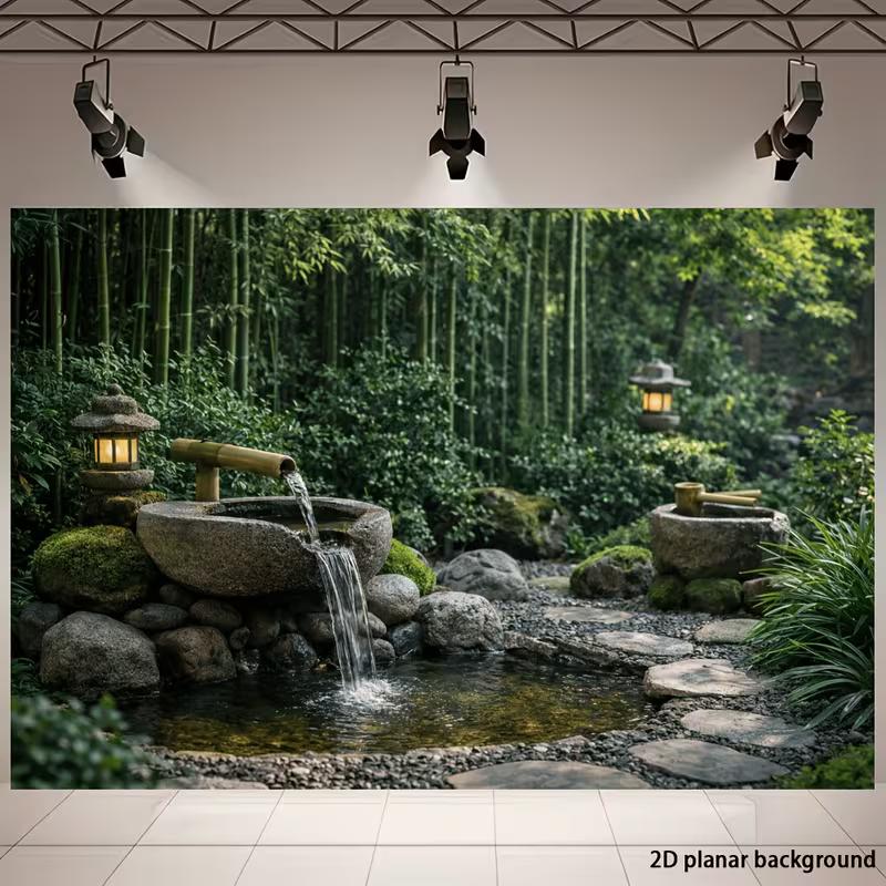 2D Stone Path Waterscape Portrait Photo Backdrop