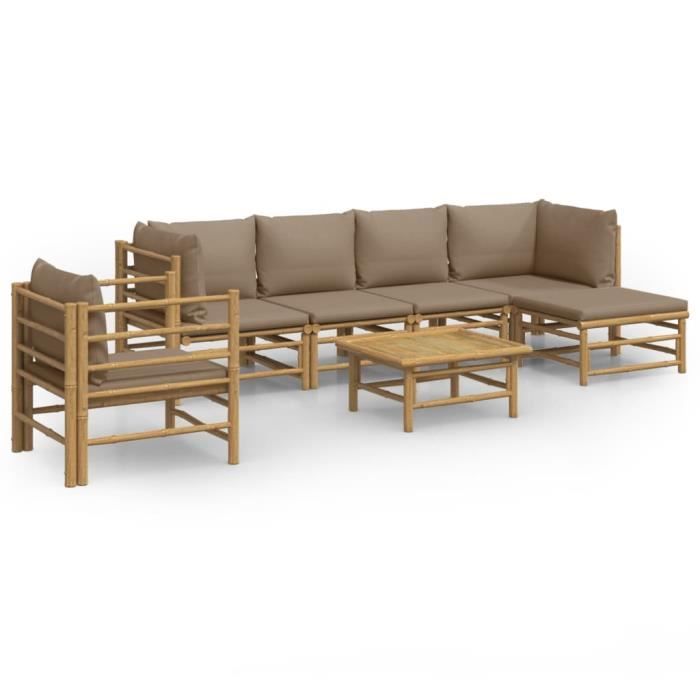VidaXL Salon de jardin 7 pcs avec coussins taupe bambou 3155117
