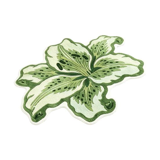 Modern Home Decor Mat Lily Shape Floor Mat, Absorbent Velvet Rug for Bathroom And Entrance, Non-slip Decorative Flower Bedroom Dressing Table,