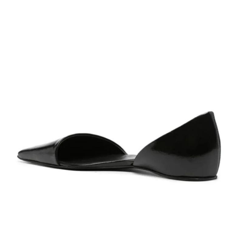 Fashion Genuine Leather Flat Shoes Women Retro Small Square Toe Slanted Mouth Hollow Single Shoes for Women Spring Autumn Flat Sandals