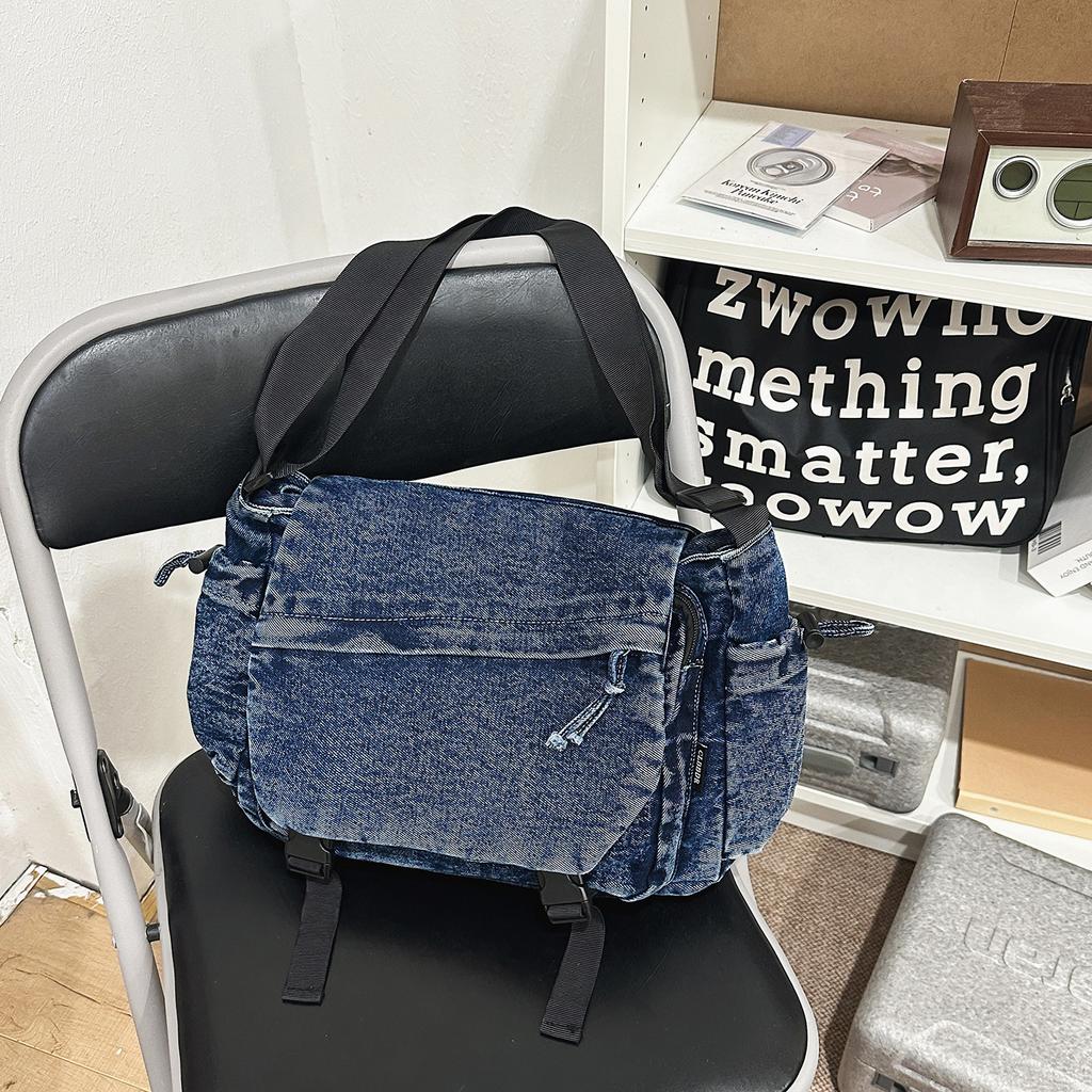 Schoolbag bag women's 1011 new casual retro commuter messenger bag large capacity denim canvas backpack men's shoulder bag