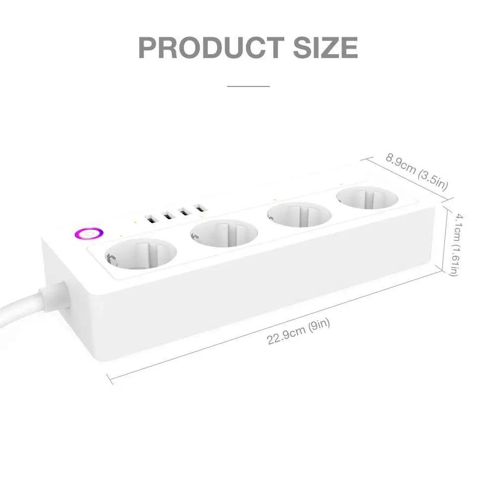 Melery Tuya Wifi Smart Strømskinne EU US Brasil UK Australsk Plugg Stikkontakt USB Ladeuttak Fjernstyrt av Alexa Dot Google Home Kontor