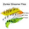 Bimoo Brass Conehead Zonker Fly Portocaliu Alb Galben Streamer Momeală zburătoare pentru Pescuitul Păstrăv Bass Știucă