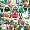 50pcs Cartoon Animal Art Stickers - Fluffy, Waterproof for Suitcase & Notebook Decoration