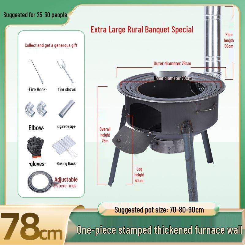 Portable Outdoor Firewood Stove For Rural and Household Use