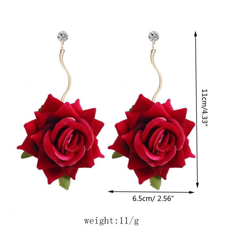 New Bohemia Romantic DIY Handmade Rose Artificial Flower Earring For Women Girl Party Beach Fashion Luxury Jewelry Gift
