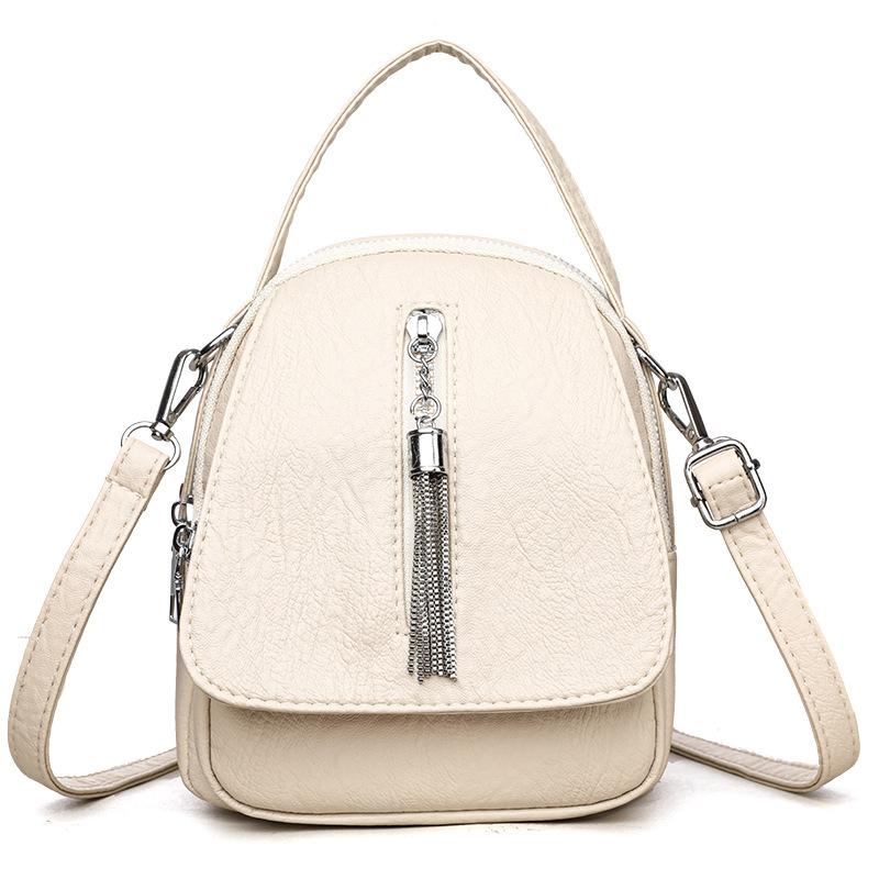 Versatile soft leather portable shoulder messenger bag change bag