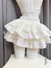 2025 Weißer High-Waist-Rock im Spitzen-Look für Petite-Figuren mit Sweetheart-Puffstil und Anti-Expositions-Schicht