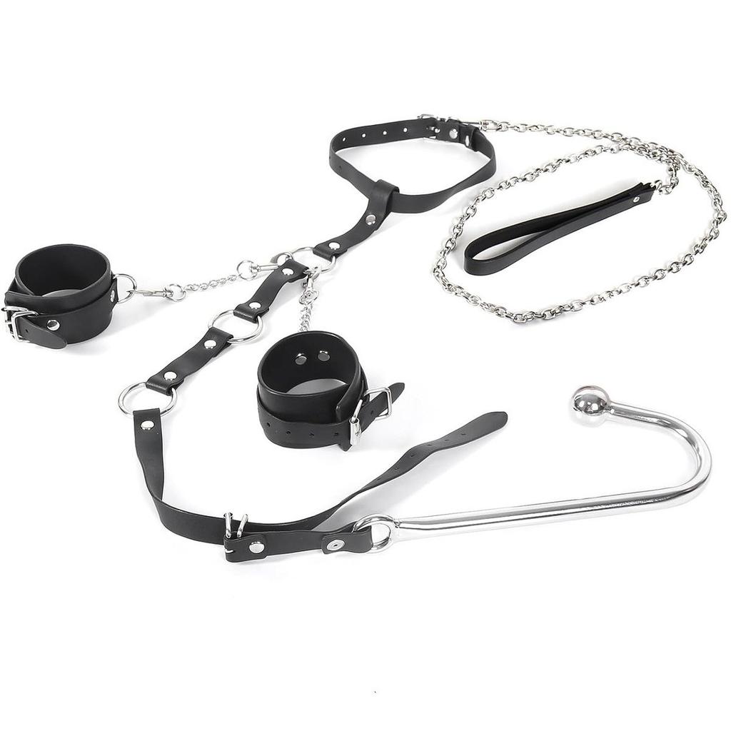 Anal Hook Restraint  Sex Toys Neck to Wrist Restraints Traction Chain Bondage Set For Couple Adult Sex Anal Plug Game SM Toy