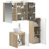 Bathroom Furniture Set 4 Pcs Sonoma Oak Engineered Wood and Glass