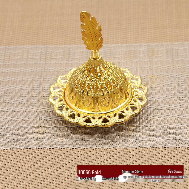 Mini Portable Arabic Incense Burner - Middle Eastern Style, Golden Tower Metal Aromatherapy Burner
