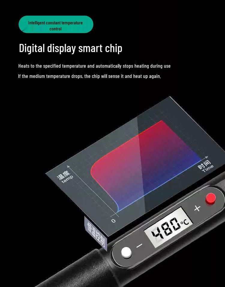 80W Digital Display Adjustable Temperature Soldering Iron for Household Use - Internal Heating & Constant Temperature.