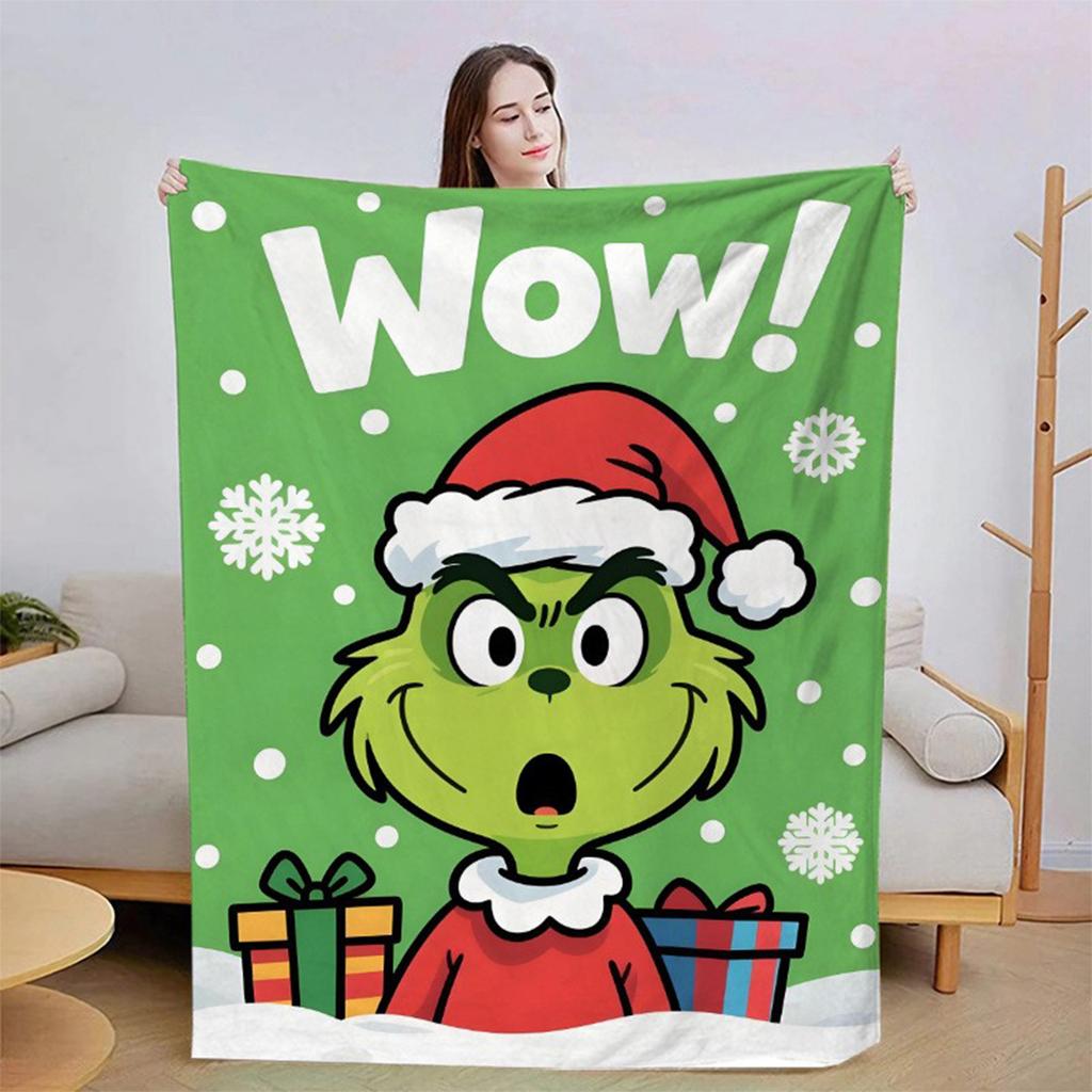Flannel Blanket Digital Print For Midday Rest Blanket, Christmas Cartoon Air-conditioned Blanket.