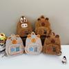 Plush Cartoon Capybara Backpack With Front Pouch For Teen School Travel