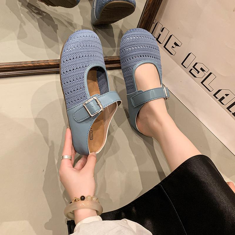 Fashion Beige Heeled Sandals Slippers Casual Shoes Low Black Luxury Soft PU Rome Fabric Plastic Fashion Rubber Hoof Beige Heeled Sandals