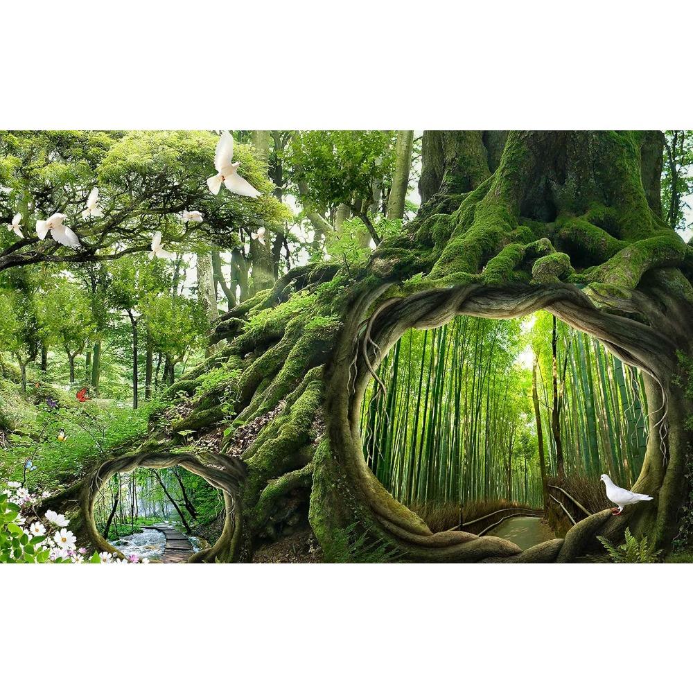 Magical Enchanted Forest Wall Mural Tree Cave Nature Scenery Wallpaper Home Decor