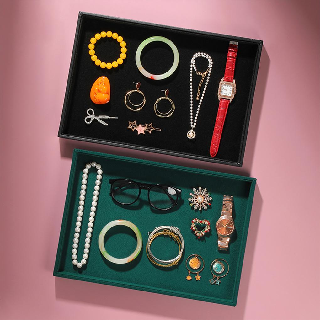 Impact-resistant Velvet Surface Jewelry Display Tray For Rings Bracelets And Watches Jewelry Trays
