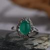 Anello Aperto in Argento Sterling S925 Cristallo Naturale Polvere d'Oro Blu Colore Calcedonio Argento Baotai Stile Etnico Retrò Femminile