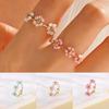 Colorful Flowers Open Ring Stainless Steel Finger Jewelry Fashion Flower Ring  For Women Girls