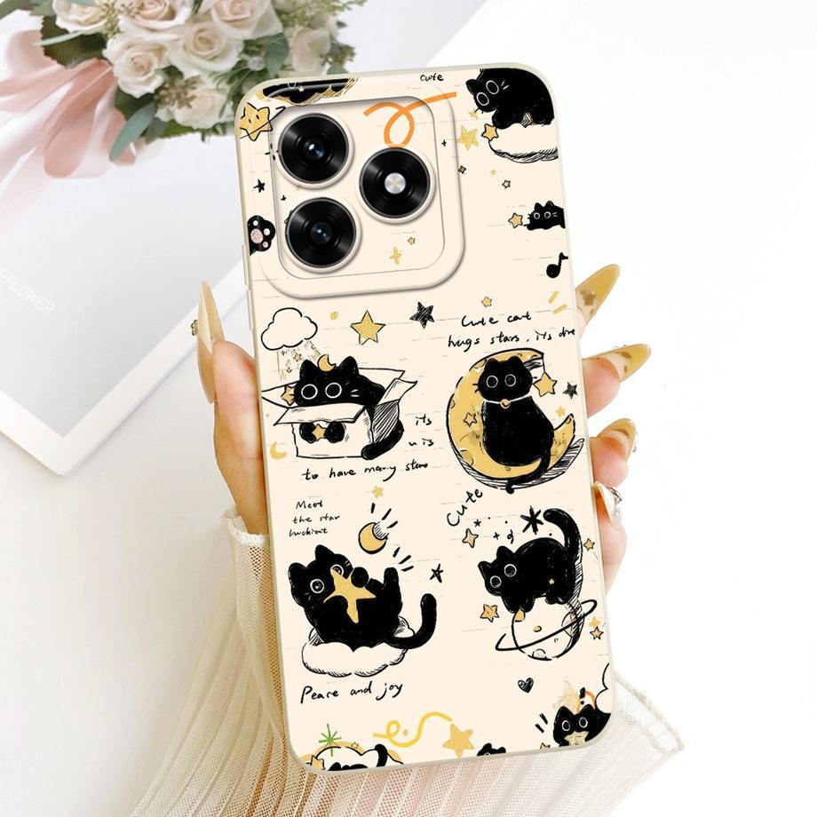 Phone Case For Honor X5C Plus 2025 New Fashion Black Cat Cartoon Dragon Animals Pattern Bumper Honor X5C Soft Liquid Silicone