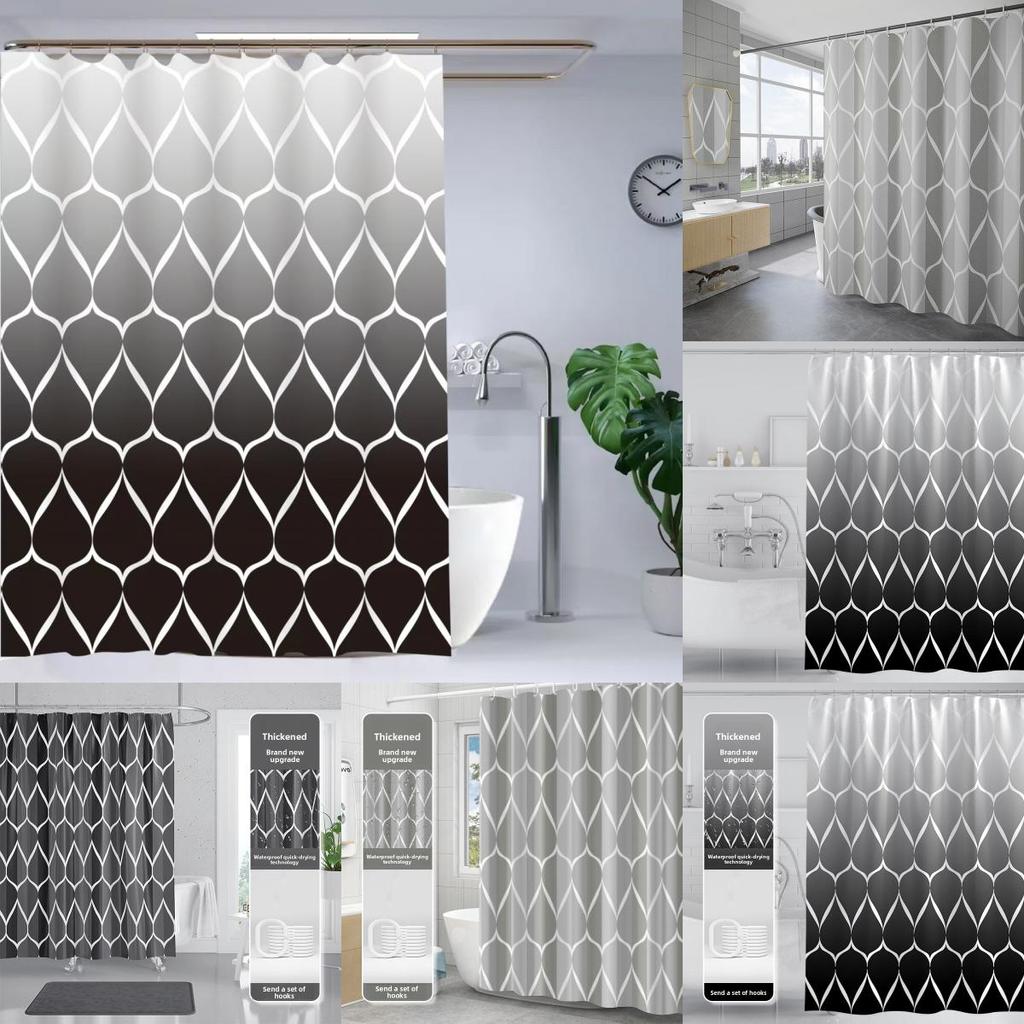 Curtains Weighted Shower Mould Proof Resistant Grey Black Shower Machine Curtain