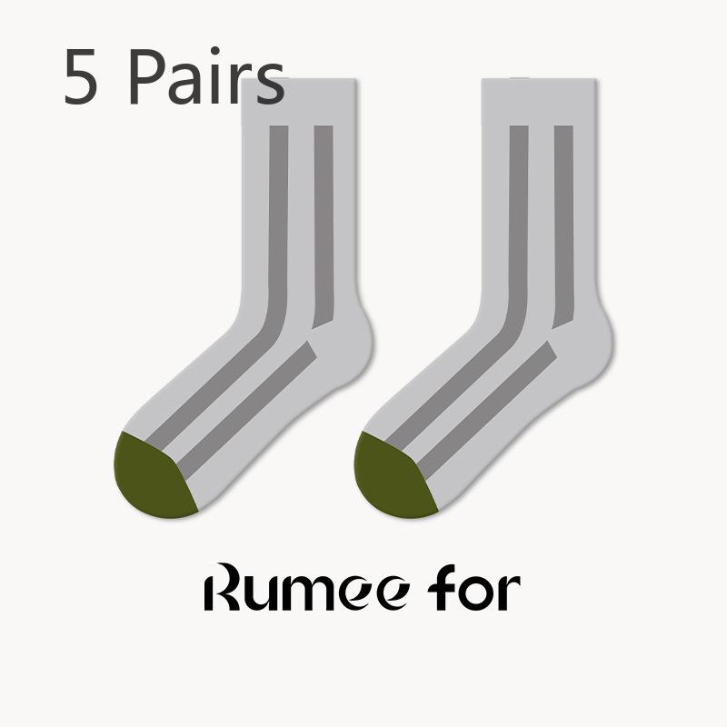 5 Pairs of Female Spring and Autumn Striped Ancient Sports Academy Wind Stockings