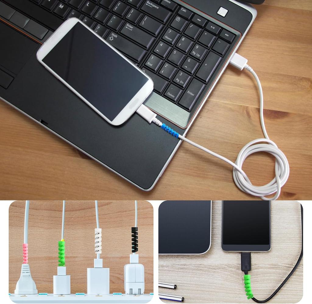10-piece set of Type-C data cable protective cover spiral multi-function data cable anti-break identification cover multi-color