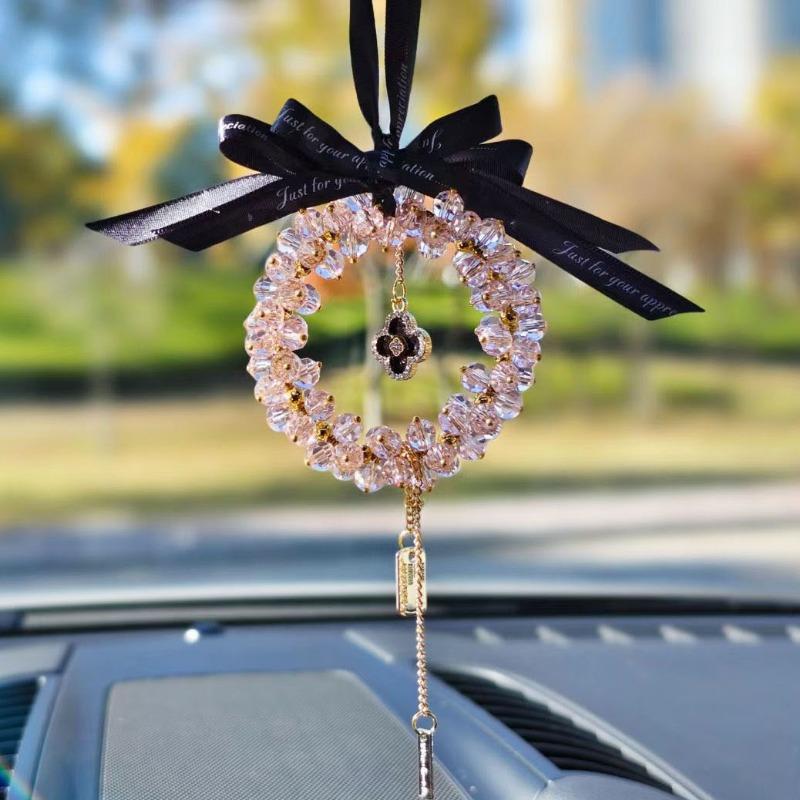 Women S Four Leaf Clover Rhinestone Crystal Car Pendant Interior Decoration