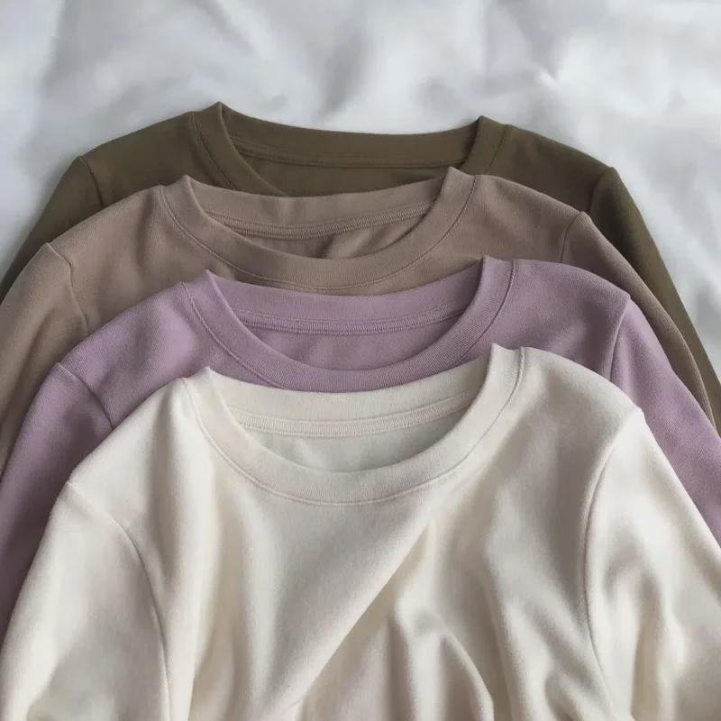 "Dámské oboustranné sametové tričko s dlouhým rukávem na podzim/zimu – Hřejivé, pohodlné, slim fit, broušený univerzální top"