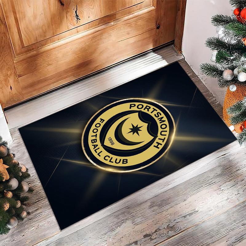 Tappeto Morbido Area Rug con Motivo Calcio Portsmouth FC Antiscivolo Tappeto per Pavimento Interno Tappetino Decorazione Sportiva per Camera da Letto