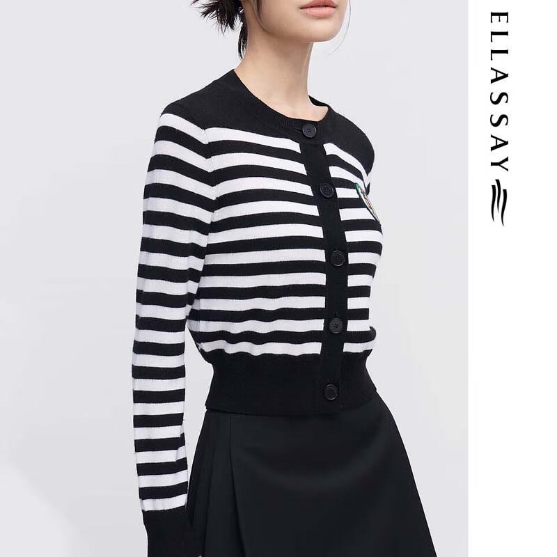 ELLASSAY Women's Striped Color-block Jacquard Knit Sweater