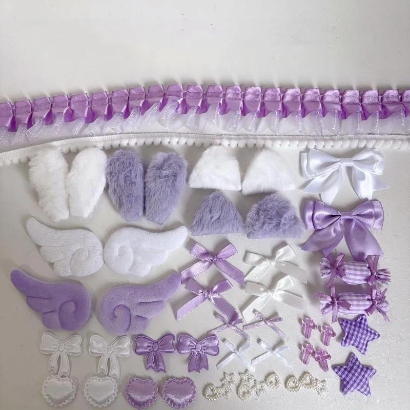 50 stk Sød Ita Taske DIY Dekoration Sæt Blonder Bånd Sløjfe Vinge Itabag Tilbehør Lolita Anime Kort Mærke Tasker Håndlavet Håndværk
