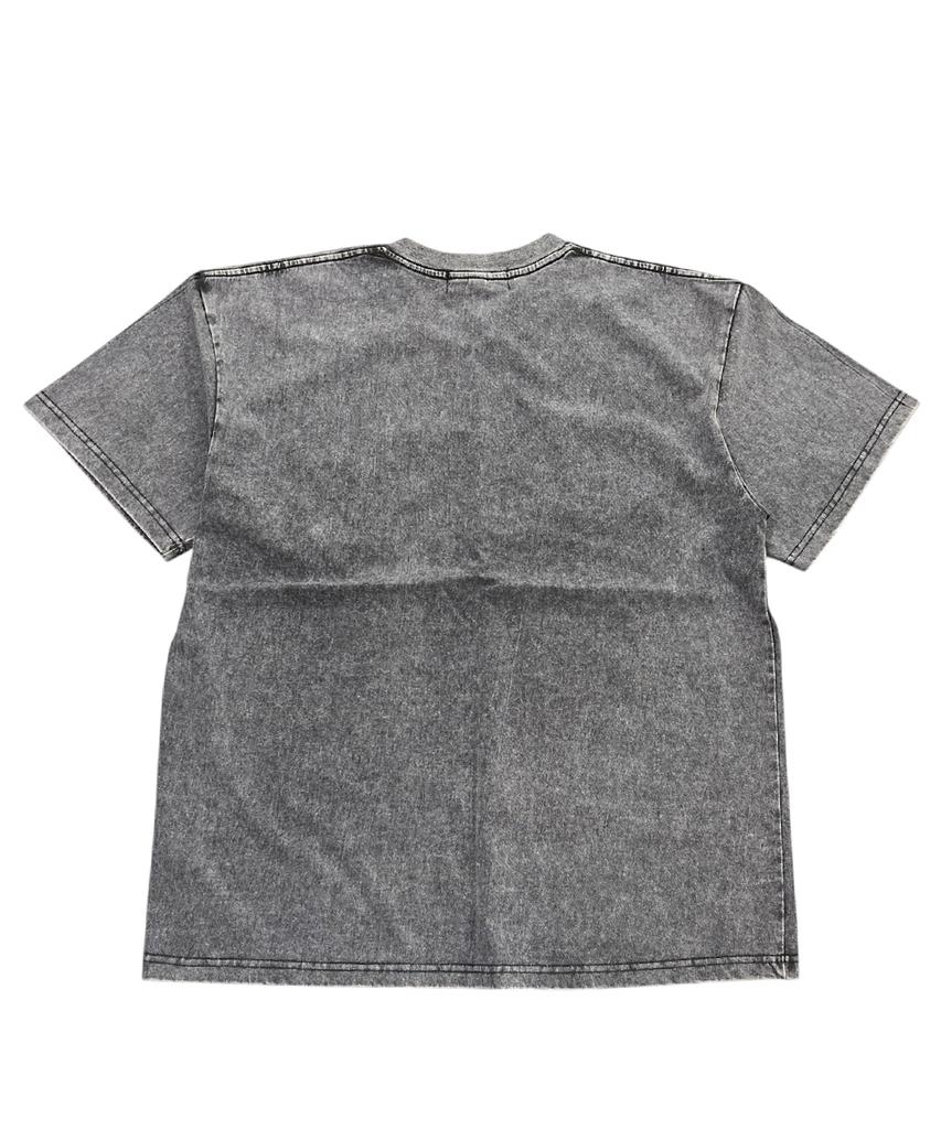 SK8ER ROCK Vintage Dyeing Patchwork T-Shirt ((Gray))