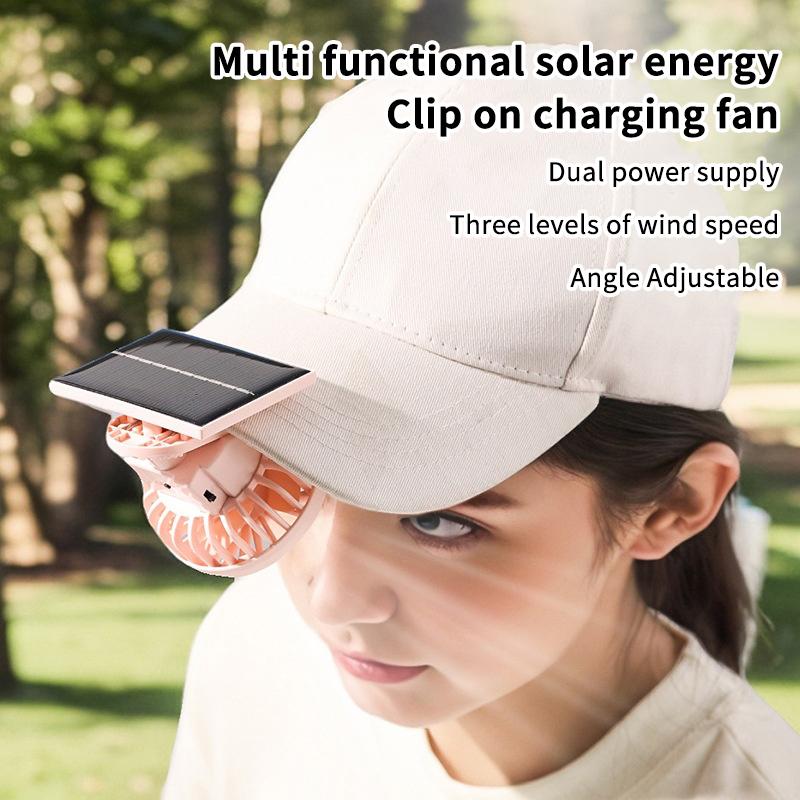 Portable Mini Hand Clip Fan Usb Rechargeable Solar Powered Fan For Travel Outdoor Hiking Camping Clip On Air Cooling Small Fan