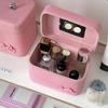 Pink Bow PU Leather Makeup Bag Portable Handheld Makeup Case Skincare Product Storage Box  Trips