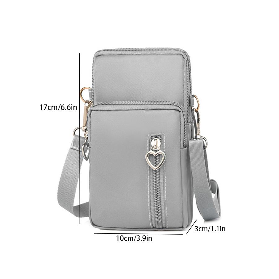 Three-layer Zipped Mobile Phone Bag, Crossbody Bag, Neck Strap Mobile Phone Wallet, Fashionable Wallet