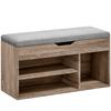 Shoes Cabinet Bench Hidden Storage Padded Seat Organiser Footwear Rack Hallway Grey Wood Grain
