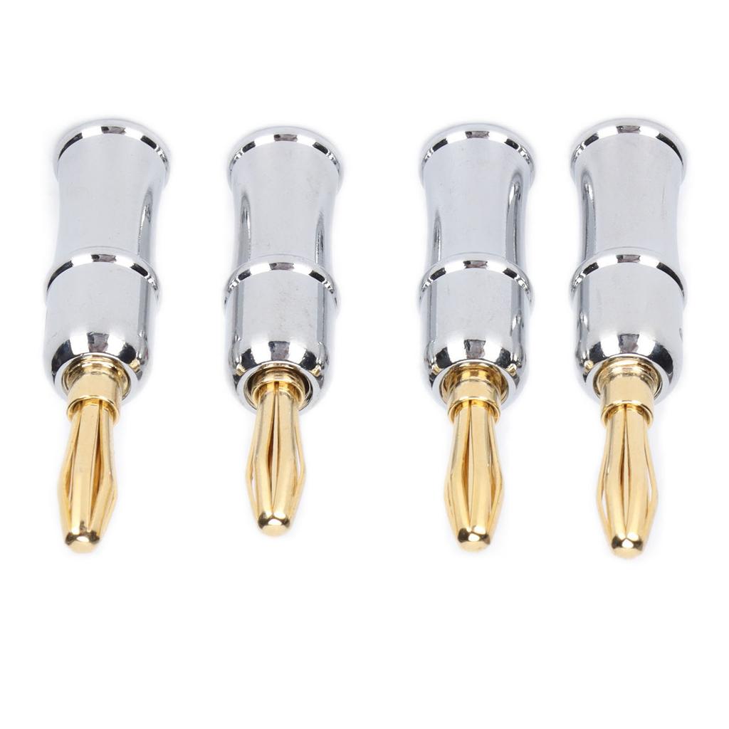 Preffair 4PCS Banana Plug Connector 24K Gold Plated Brass Banana Plug Six Leaf Banana Plug for Speakers BA1462