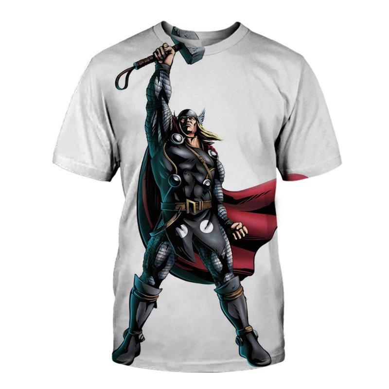 

Marvel Street Fashion 3d Print T-Shirt Men Summer New Avengers Alliance Thor Collaboration Kid 3d Printed Loose Short Sleeve Top S