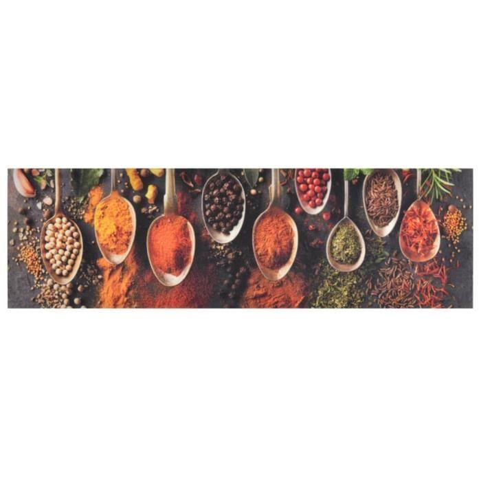 VidaXL Washable Kitchen Mat Spoon Spice Print 45x150 Cm 136543